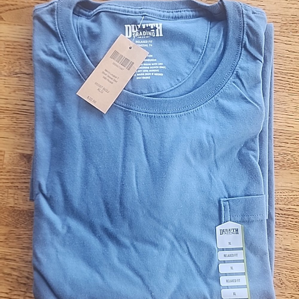 NWT Duluth Trading Longtail T Relaxed Fit Short Sleeve XL BGU Blue Gray